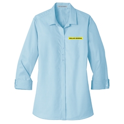 Port Authority® Ladies 3/4-Sleeve Micro Tattersall Easy Care Shirt 