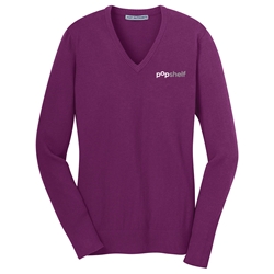 Womens V-Neck Blended Sweater - pOpshelf Logo 