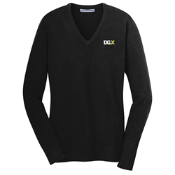 Womens V-neck Blended Sweater - DGX Logo 